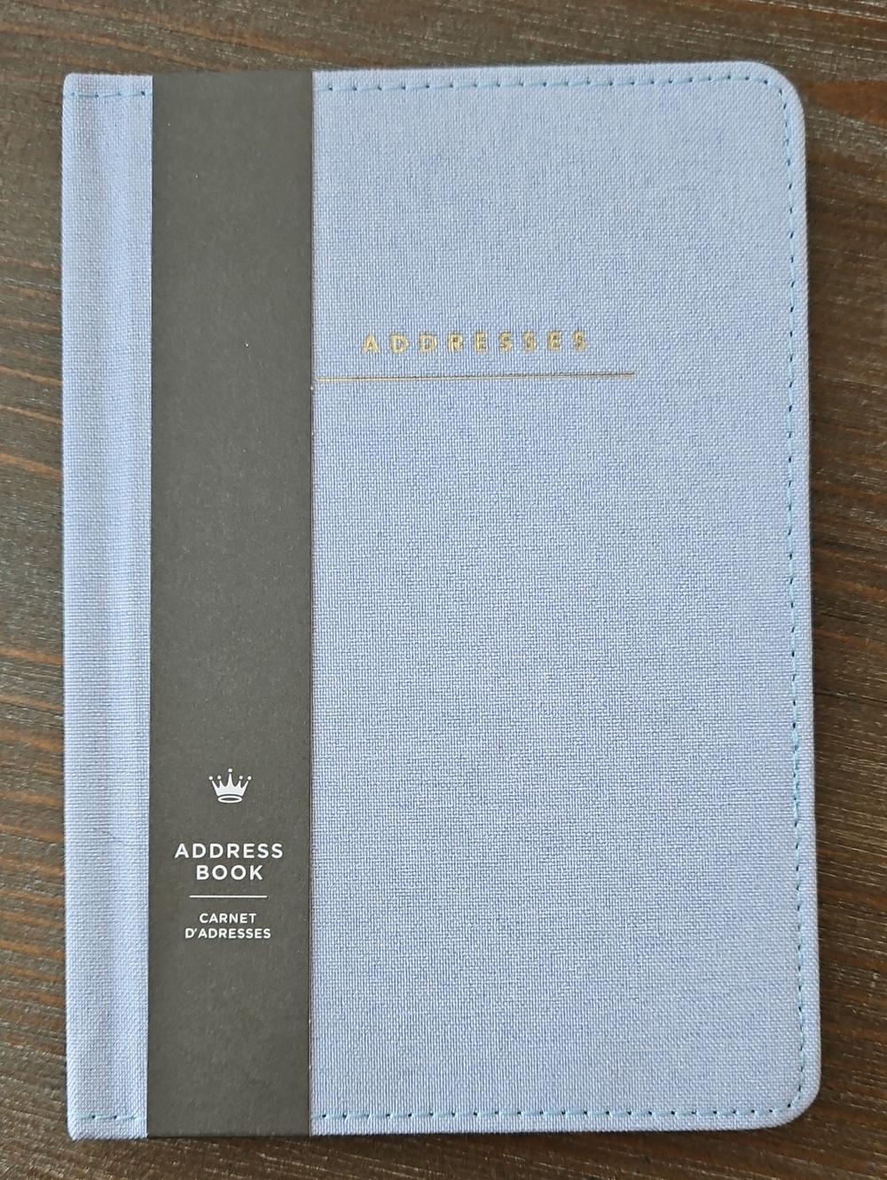 Hallmark Address Book - Light Blue Linen Cover with Gold Foil